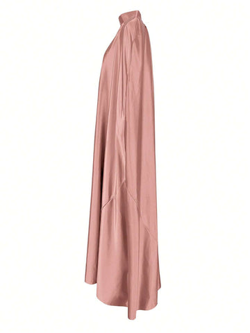 Solid Colour Stand Collar Long Cape Dress For Women Modest Dress