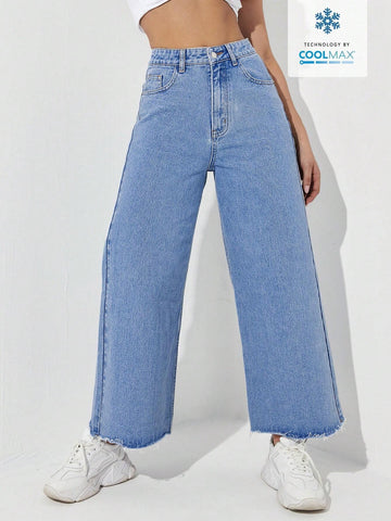 EZwear Women's Casual Daily Wear Wide Leg Denim Pants