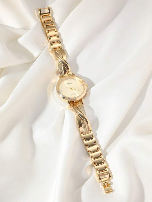 DISU A Gold Stainless Steel Strap Ladies Watch