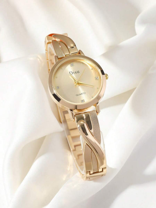 DISU A Gold Stainless Steel Strap Ladies Watch