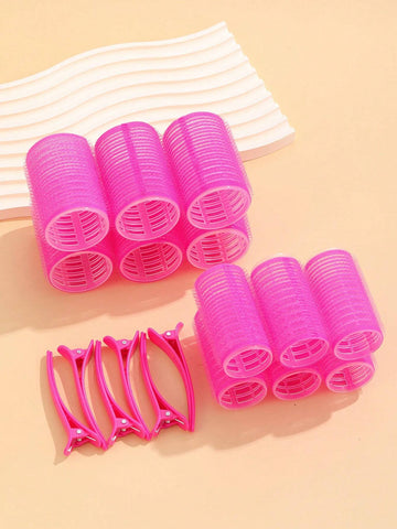 18pcs Self-Adhesive Hair Rollers Set For Different Hair Lengths, Heatless Curlers With Clips