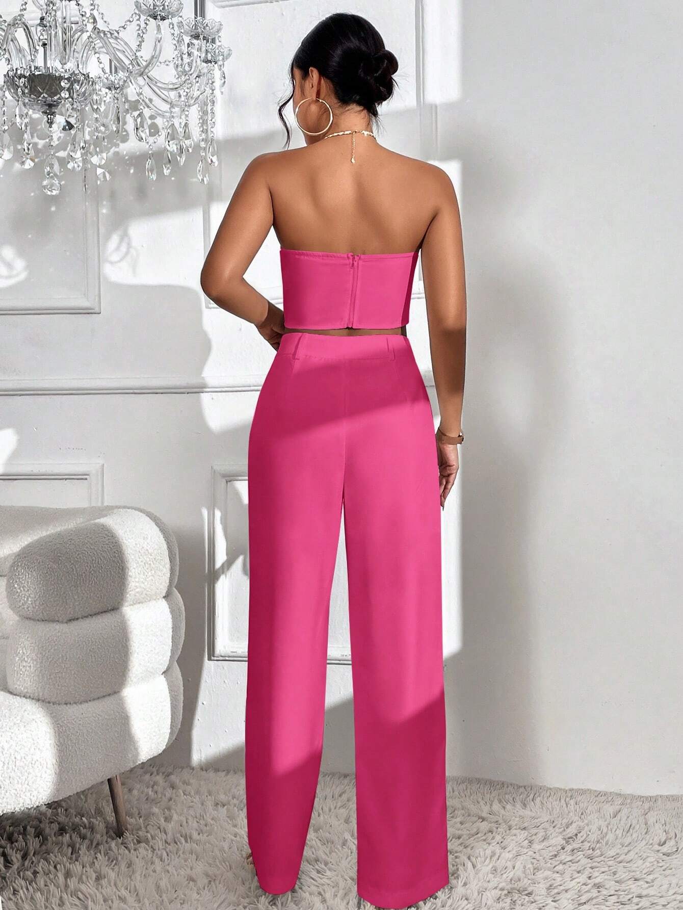 Privé Twist Front Crop Top & Wide Leg Pants