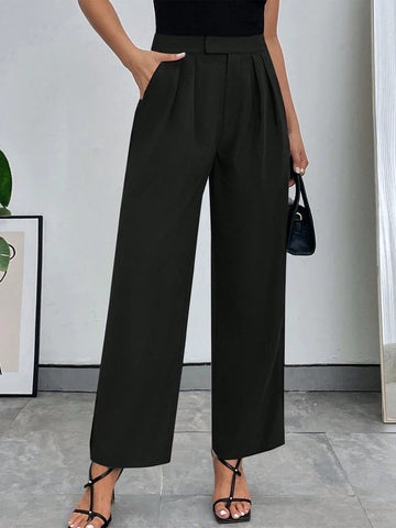 Priv� Solid Color Slant Pocket Trousers