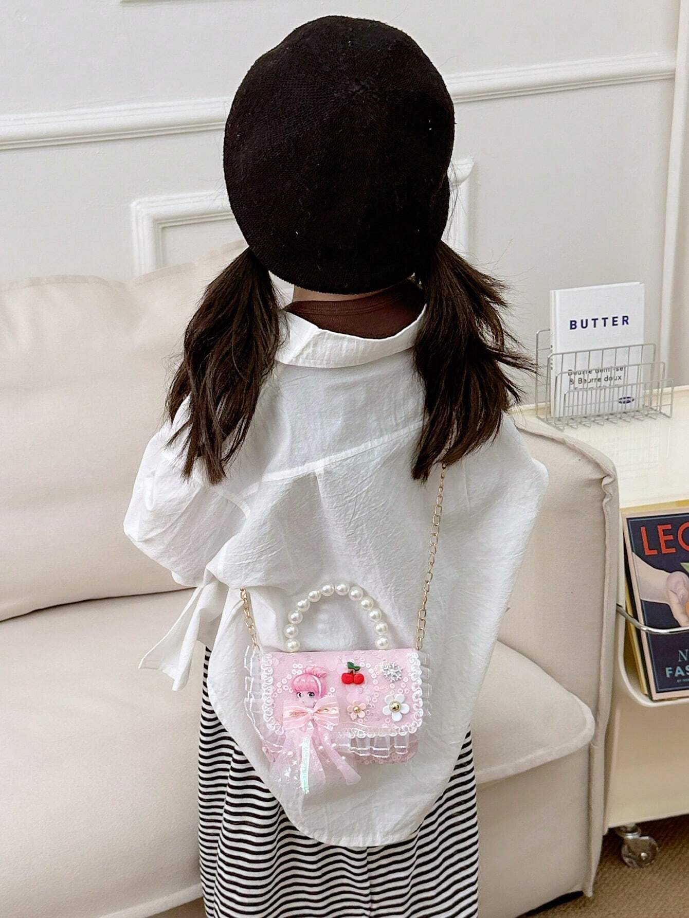 Mini Glitter Decorated Fashion Faux Pearl Satchel For Evening Party