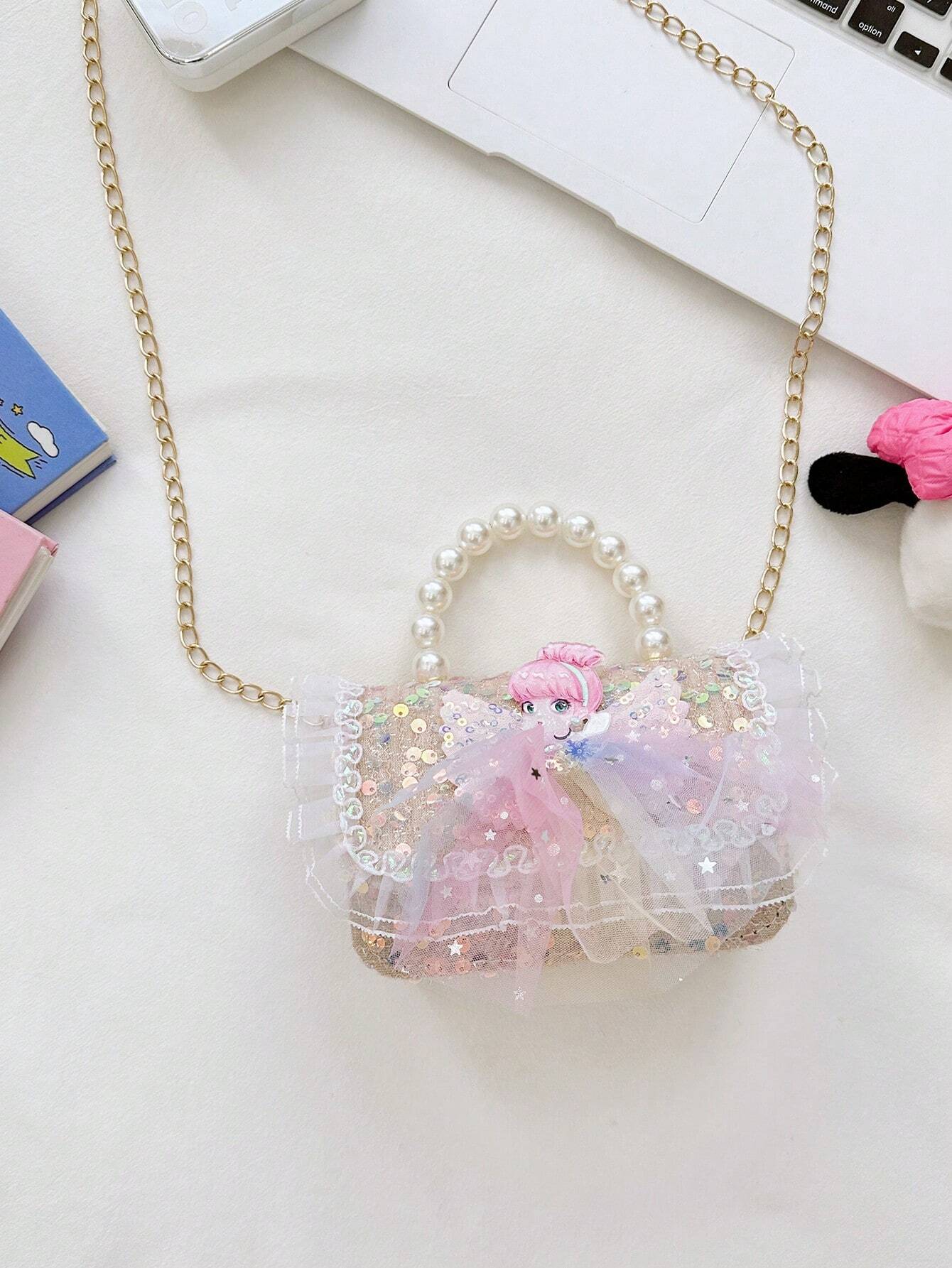 Mini Glitter Decorated Fashion Faux Pearl Satchel For Evening Party