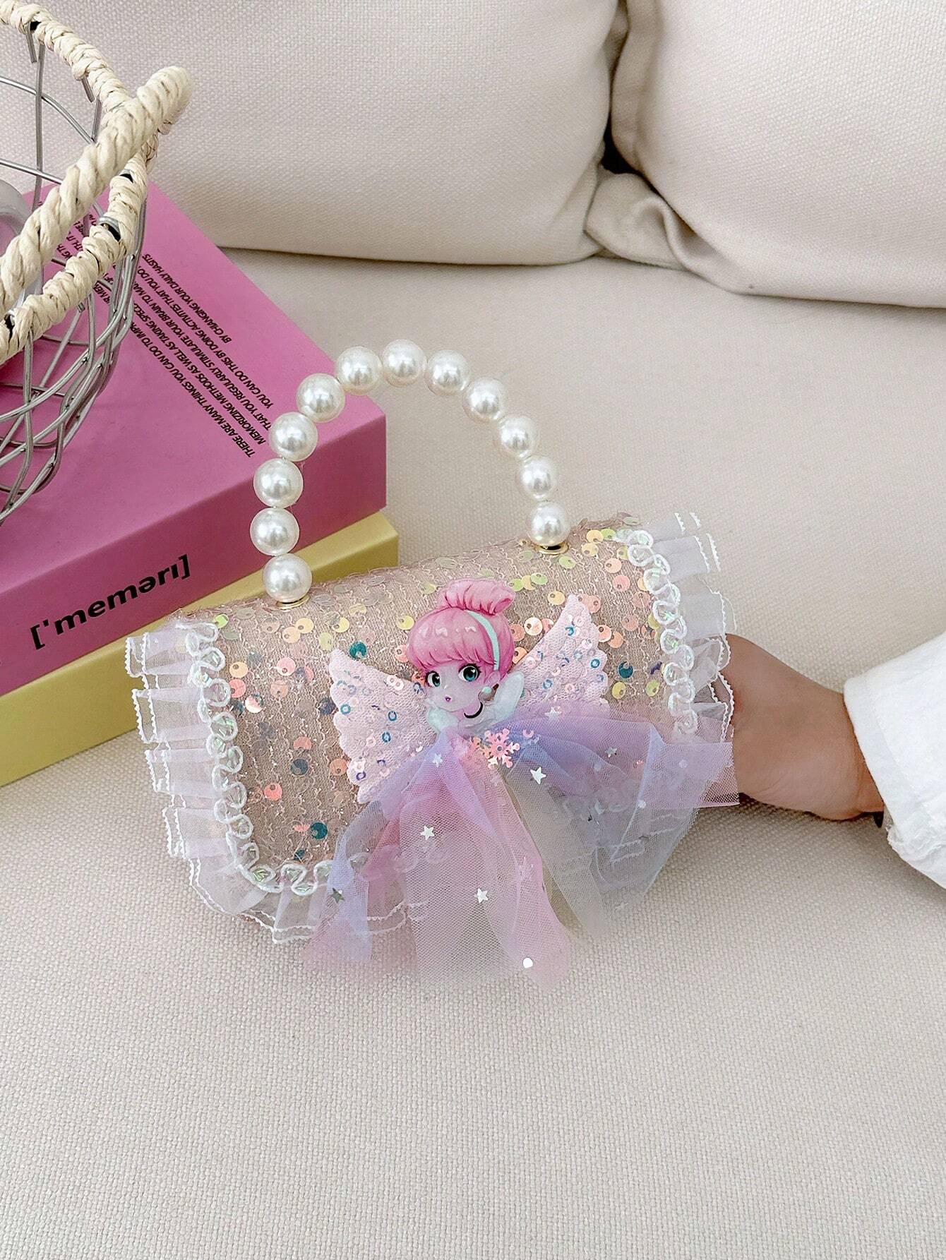 Mini Glitter Decorated Fashion Faux Pearl Satchel For Evening Party