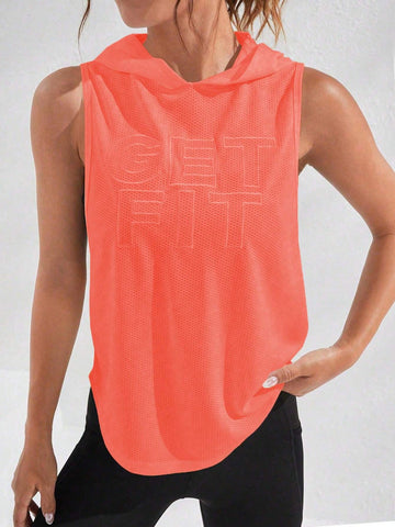 Street Sport Letter Graphic Hooded Sports Sweatshirt