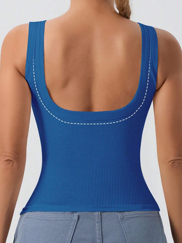 1pc Women's Casual Tank Top With Removable Chest Padding