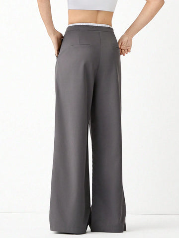 EZwear Women's Lace-Up Pleated Casual Daily Wear Long Pants