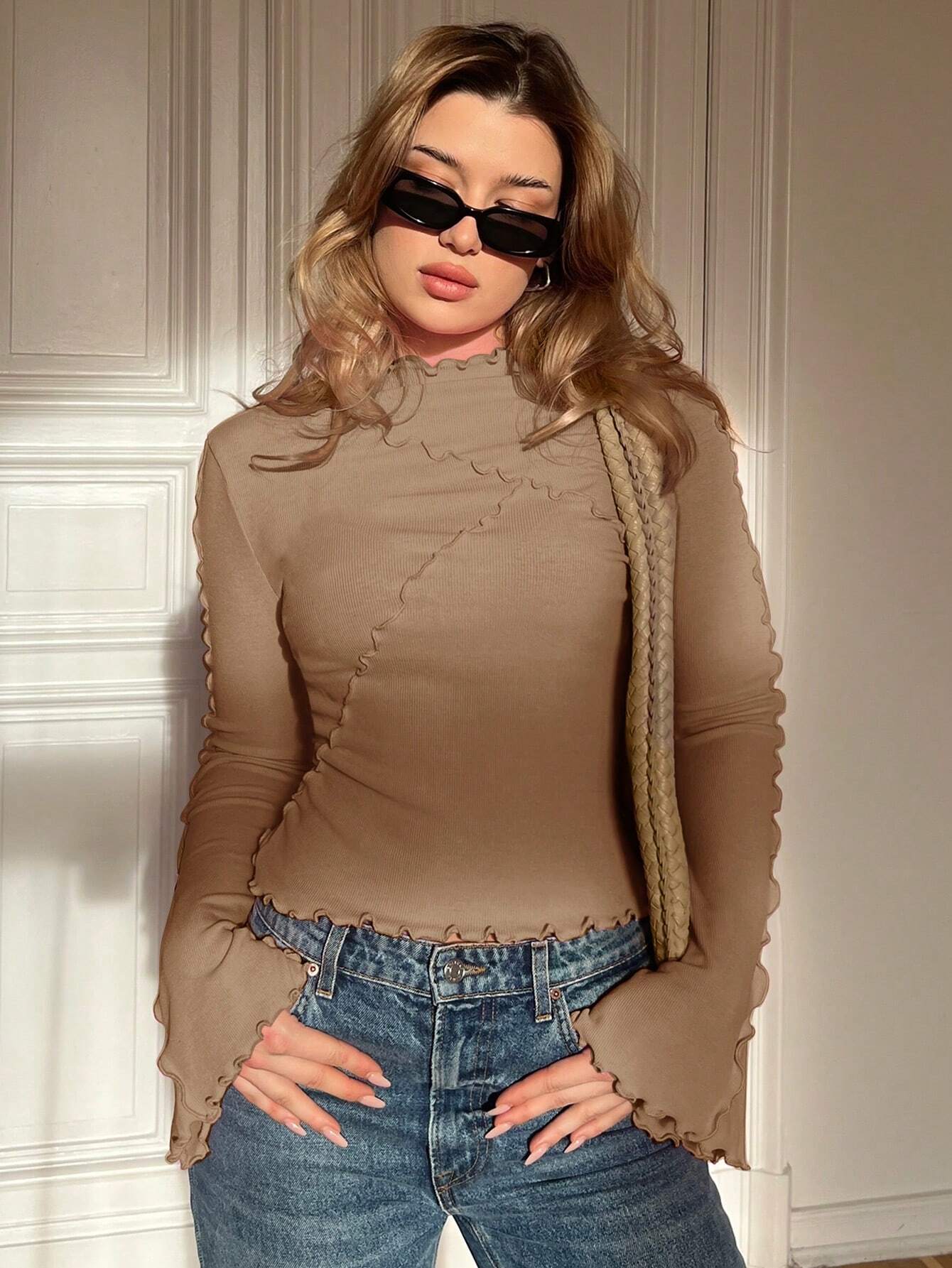 Essnce Lettuce Hem Long Sleeve T-Shirt