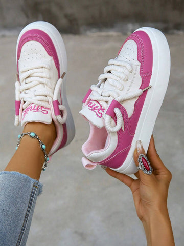 Fashionable Color-block White Sneakers