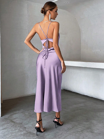 Aveloria Solid Tie Backless Cami Dress