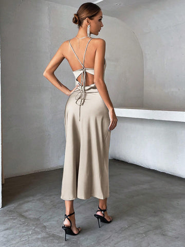 Aveloria Solid Tie Backless Cami Dress