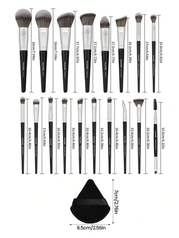 MAANGE MAANGE 18pcs Professional Makeup Brush Set With Cloth Bag&5pcs Triangle Powder Puff