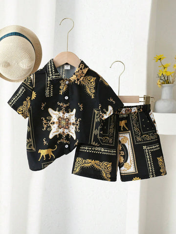 Young Boys' Baroque Printed Shirt And Shorts Set
