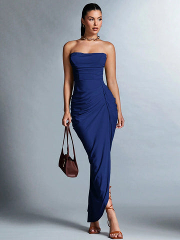 BAE High Slit Strapless Dress