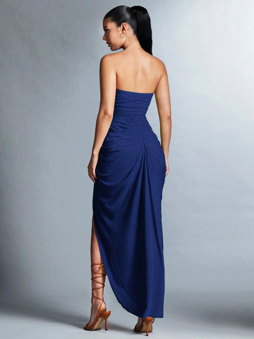 BAE High Slit Strapless Dress