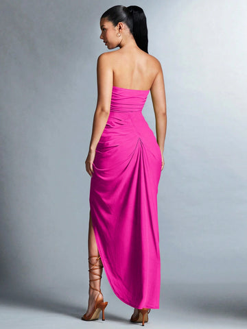 BAE High Slit Strapless Dress