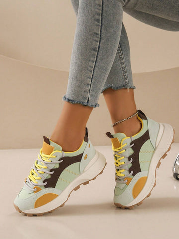 Women's Mesh Thick Bottom Color Block Sneakers