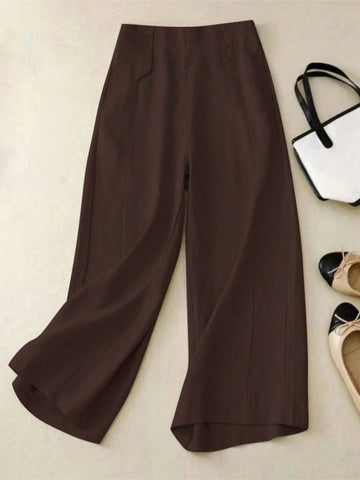 Women's Solid Color Casual Wide Leg Pants