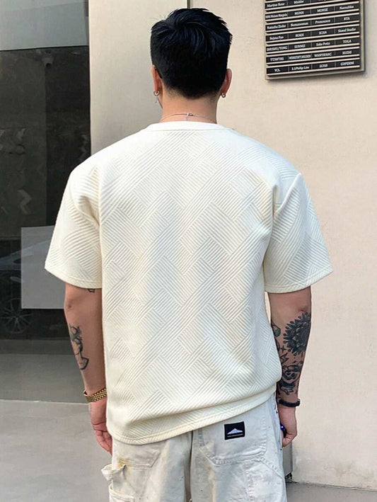 Stylish Solid Color Printed Label Adhesive Summer Short Sleeve T-Shirt