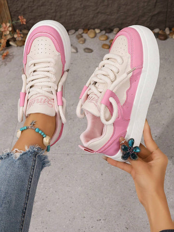 Fashionable Color-block White Sneakers