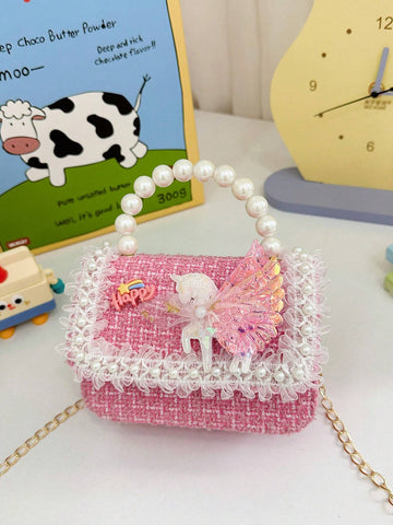 Mini Glitter Decorated Fashion Faux Pearl Satchel For Evening Party