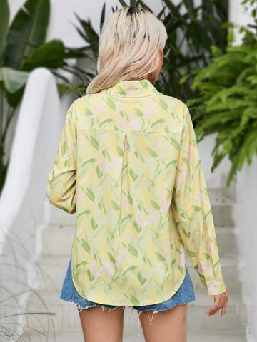 VCAY Ladies' Full Printed Long Sleeve Shirt