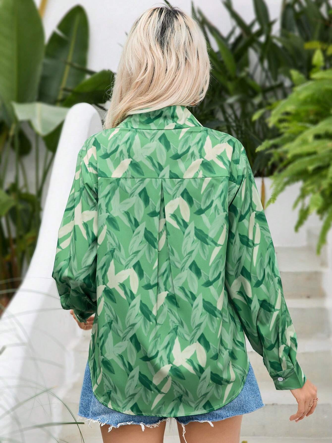 VCAY Ladies' Full Printed Long Sleeve Shirt