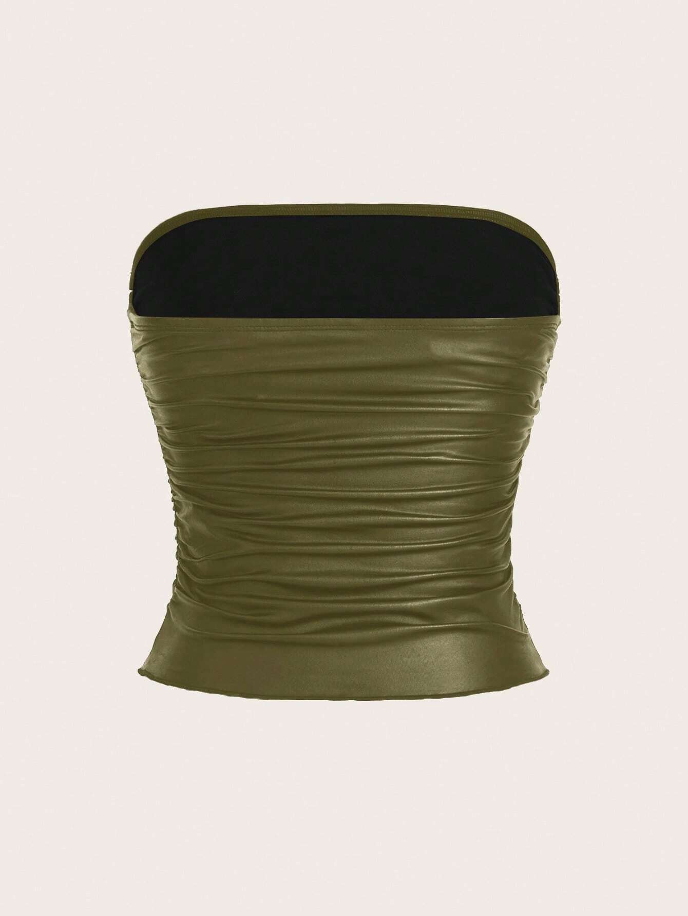 ICON Summer Solid Color Slim Fit Ruched Crop Tube Top
