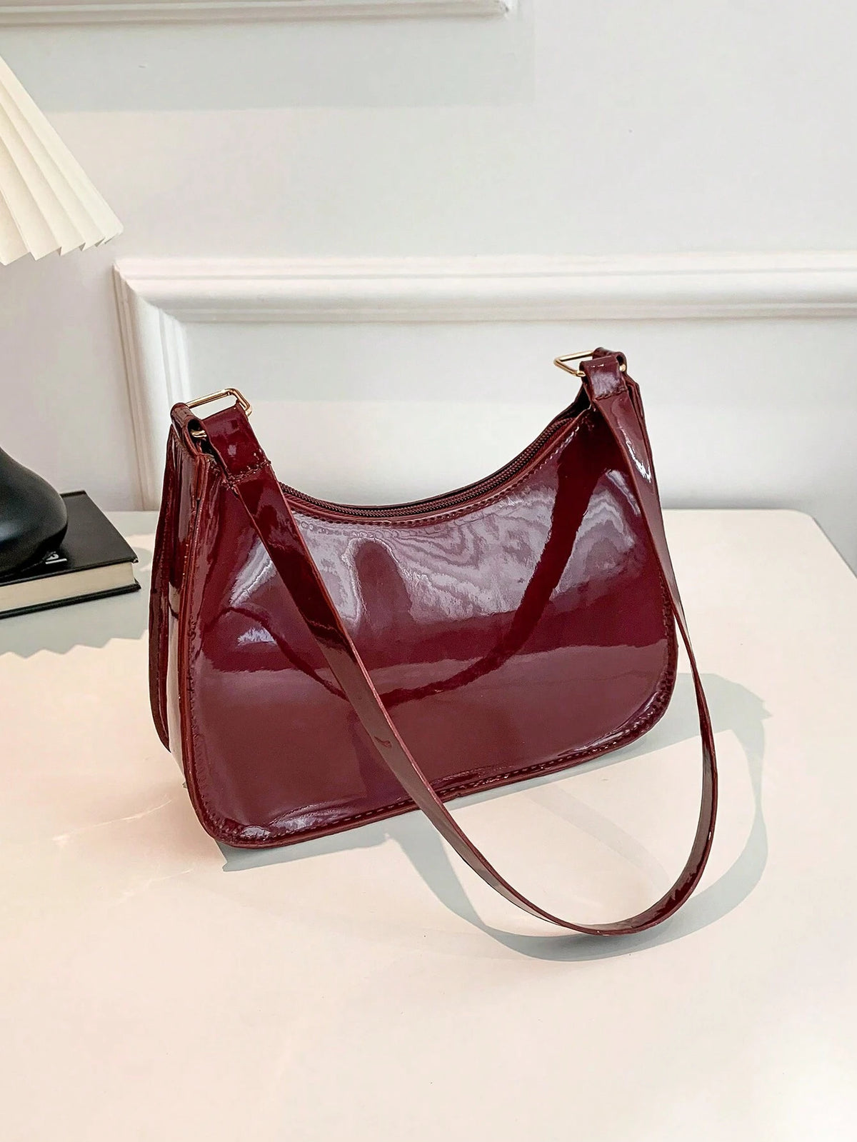 Fashion Women Handbag PU Leather Solid Color Casual Shoulder Bag With Texture