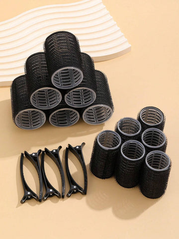 18pcs Self-Adhesive Hair Rollers Set For Different Hair Lengths, Heatless Curlers With Clips