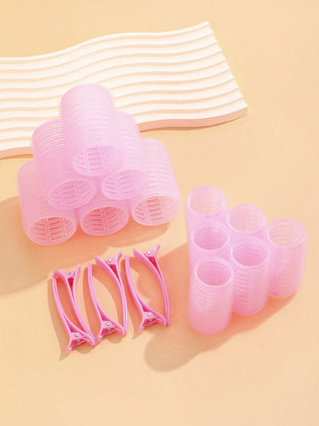 18pcs Self-Adhesive Hair Rollers Set For Different Hair Lengths, Heatless Curlers With Clips