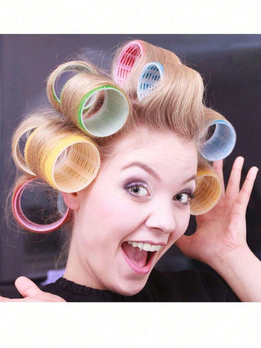 18pcs Self-Adhesive Hair Rollers Set For Different Hair Lengths, Heatless Curlers With Clips