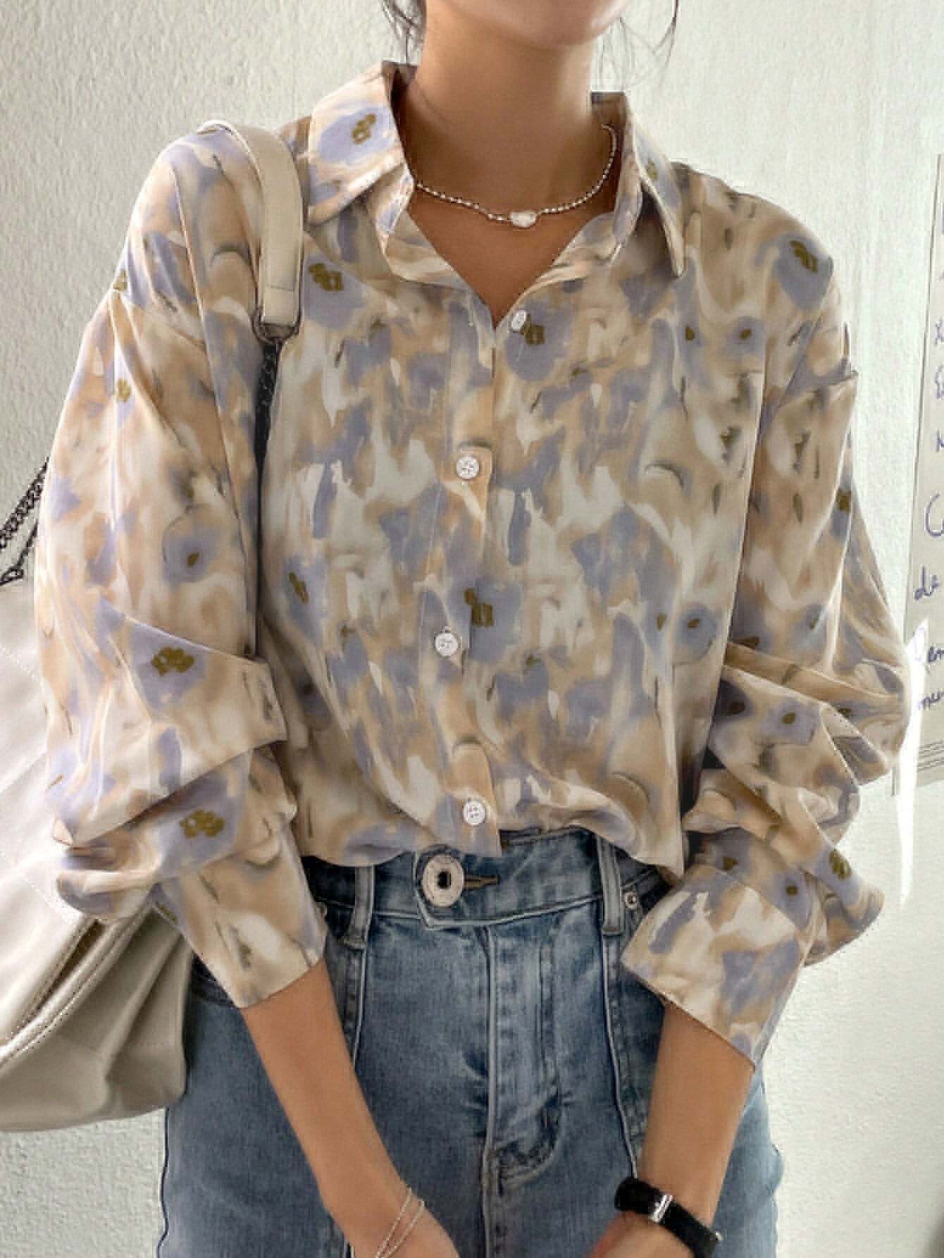 DAZY Floral Print Drop Shoulder Shirt