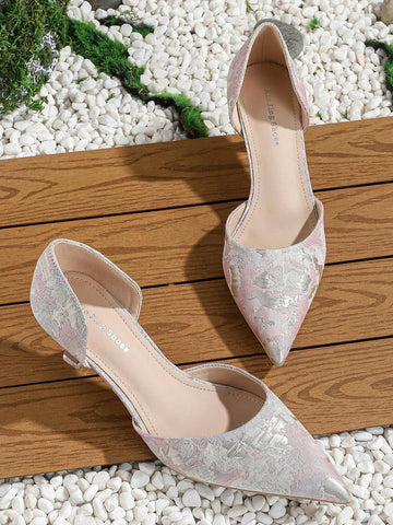 Women Point Toe Pyramid Heeled Court Pumps