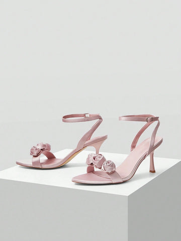 MOTF PREMIUM WOMEN'S POINTED TOE FLORAL HIGH HEEL SANDALS