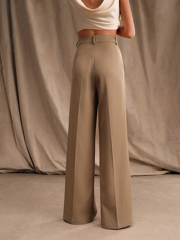 Anewsta Mélange High Waisted Wide Leg Suit Trousers