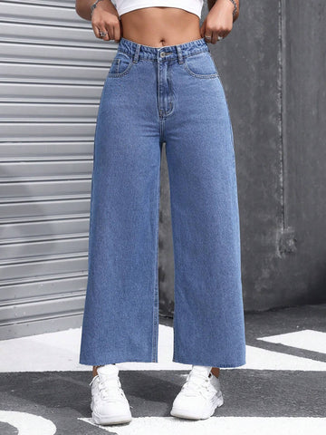 EZwear Women's Casual Daily Wear Wide Leg Denim Pants