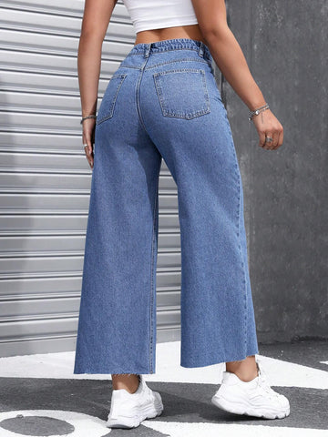 EZwear Women's Casual Daily Wear Wide Leg Denim Pants