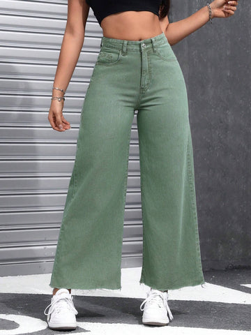 EZwear Women's Casual Daily Wear Wide Leg Denim Pants