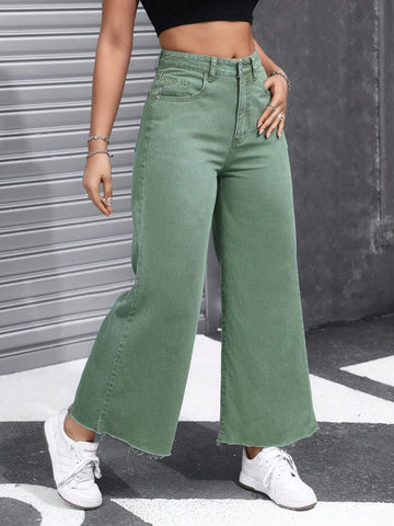 EZwear Women's Casual Daily Wear Wide Leg Denim Pants