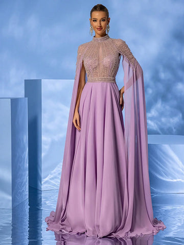 Giffniseti Women's Formal Banquet Evening Dress With High Neck