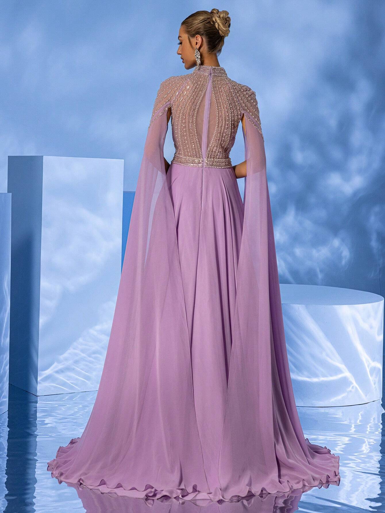 Giffniseti Women's Formal Banquet Evening Dress With High Neck