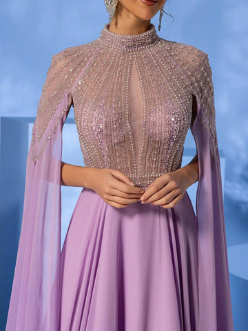 Giffniseti Women's Formal Banquet Evening Dress With High Neck