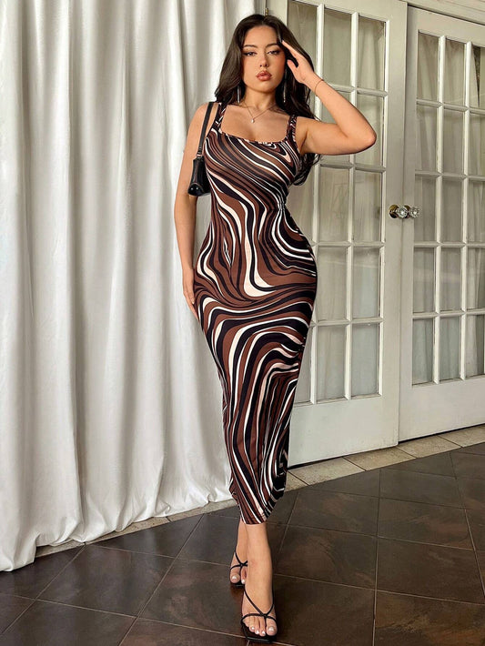 Priv� Women Summer Allover Allover Bodycon Spaghetti Strap Dress