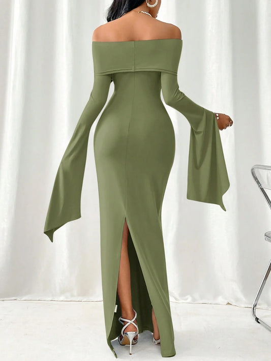 Privé Women Off-Shoulder Bodycon Dress With Collar