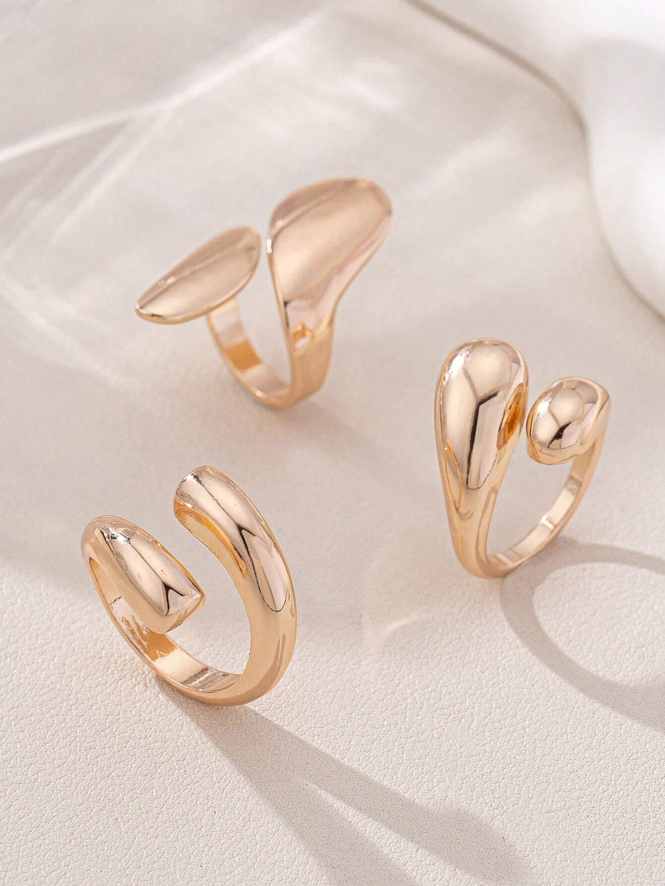 (Set Of 3) Women Non-Fading Rings, Stylish Personalized Tarnish-Resistant Ring Set