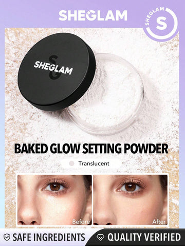 SHEGLAM Baked Glow Setting Powder-Translucent  Oil Control Loose Setting Powder