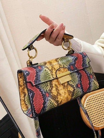 Fashionable Trend, High-End Texture, Light Luxury, Snake Print Niche Design, Versatile Handheld, Detachable Shoulder Cross